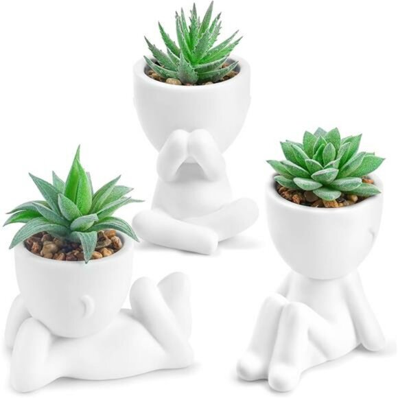 Set of 3 Fake Succulent Plants Small Artificial Potted Greenery for Desk Home De - Picture 1 of 7